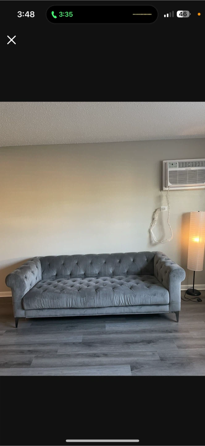 Gray Tufted Chesterfield Sofa