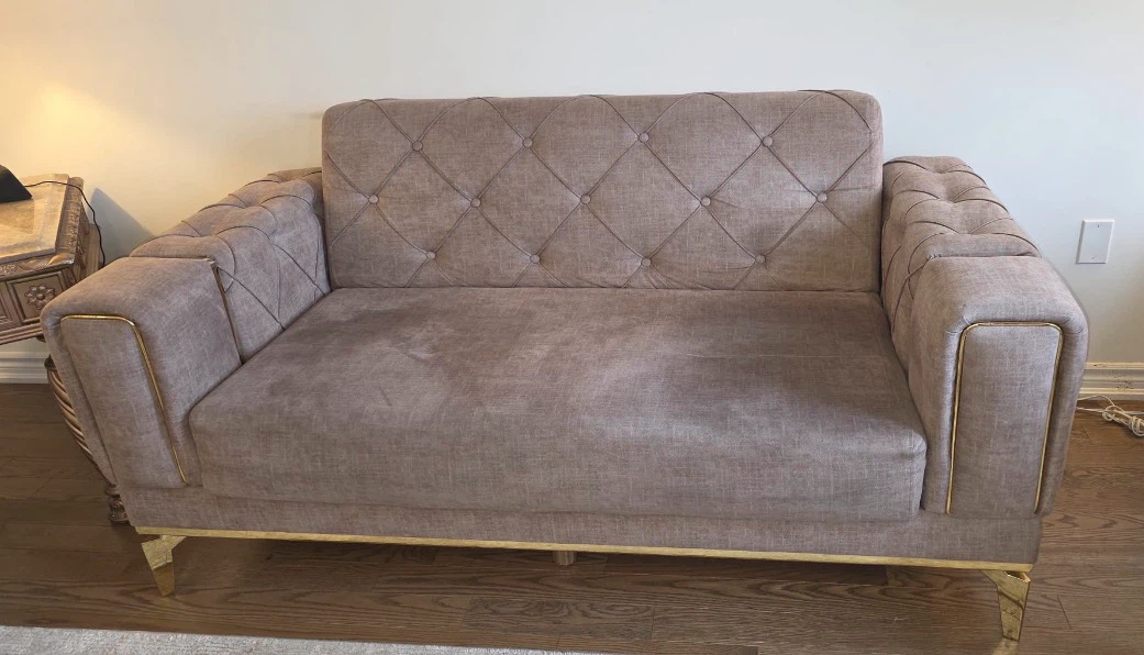 Tufted Sofa with Gold Accents - photo 2