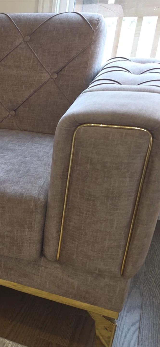Tufted Sofa with Gold Accents - photo 3