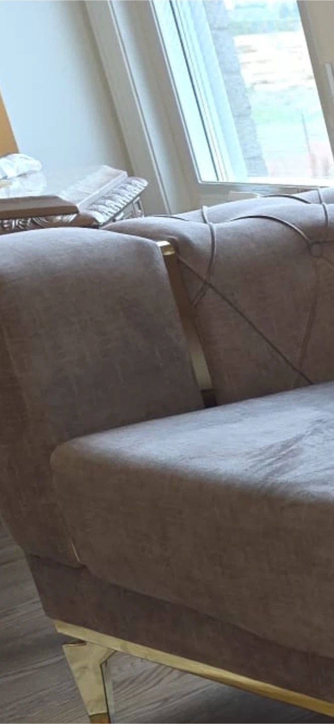 Tufted Sofa with Gold Accents - photo 5