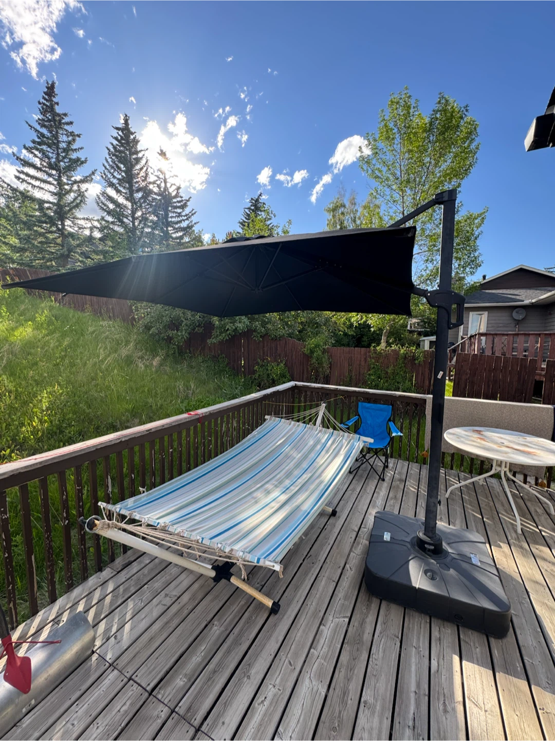 Black Cantilever Patio Umbrella with Base