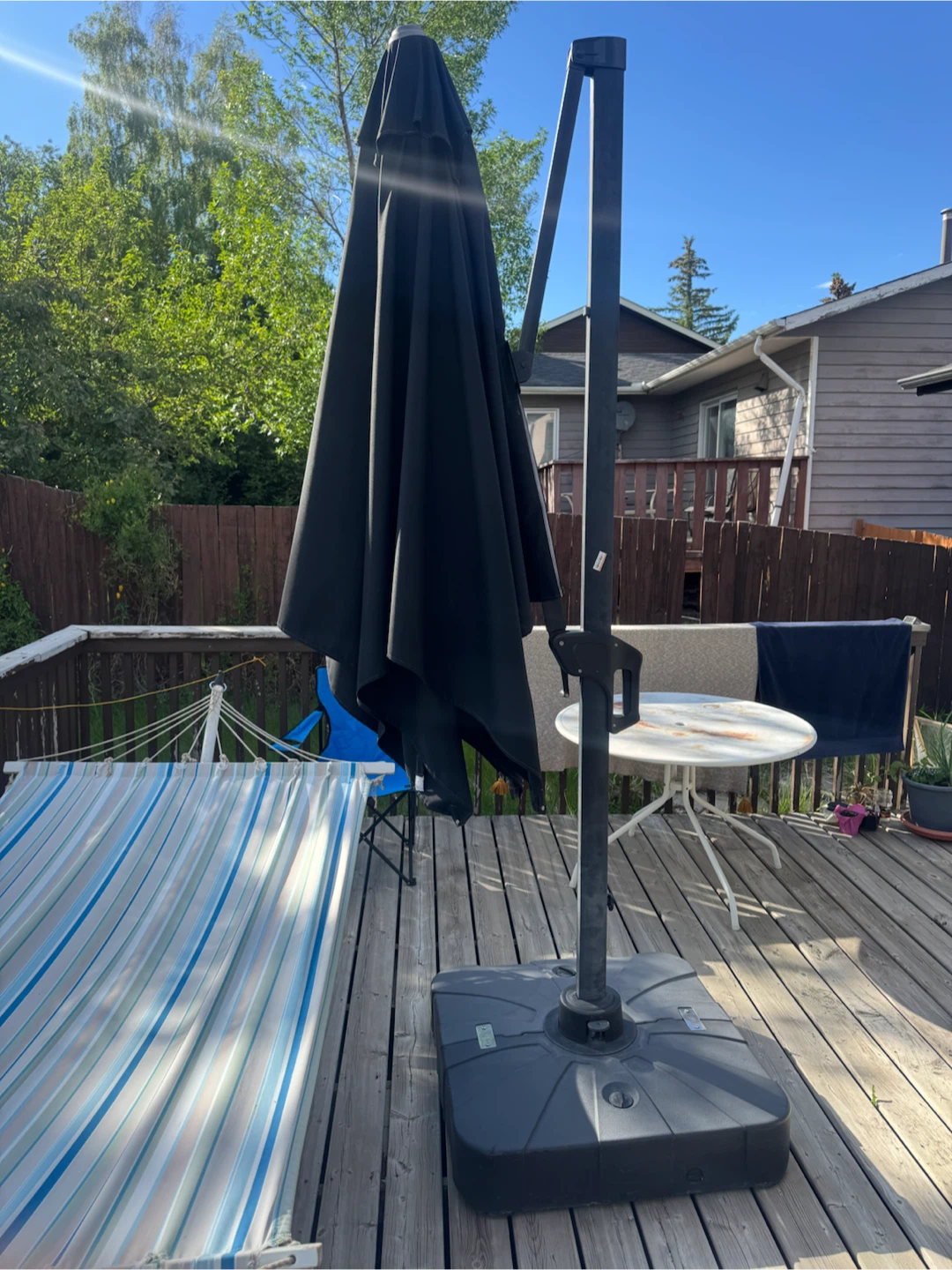 Black Cantilever Patio Umbrella with Base - photo 2