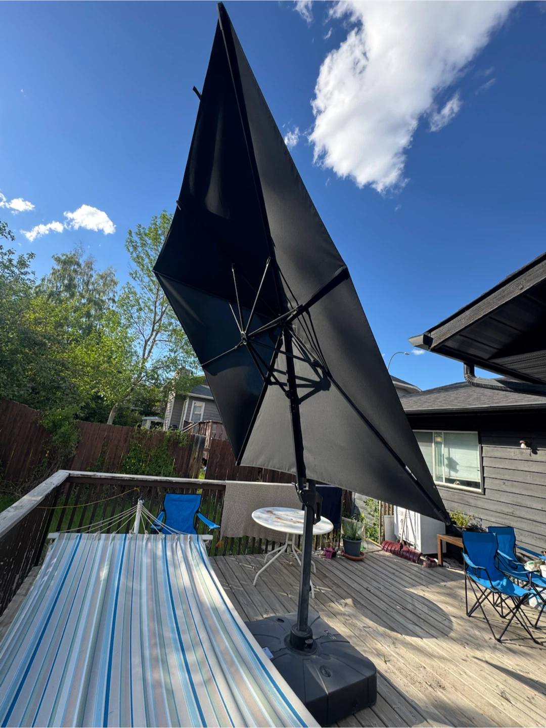 Black Cantilever Patio Umbrella with Base - photo 3
