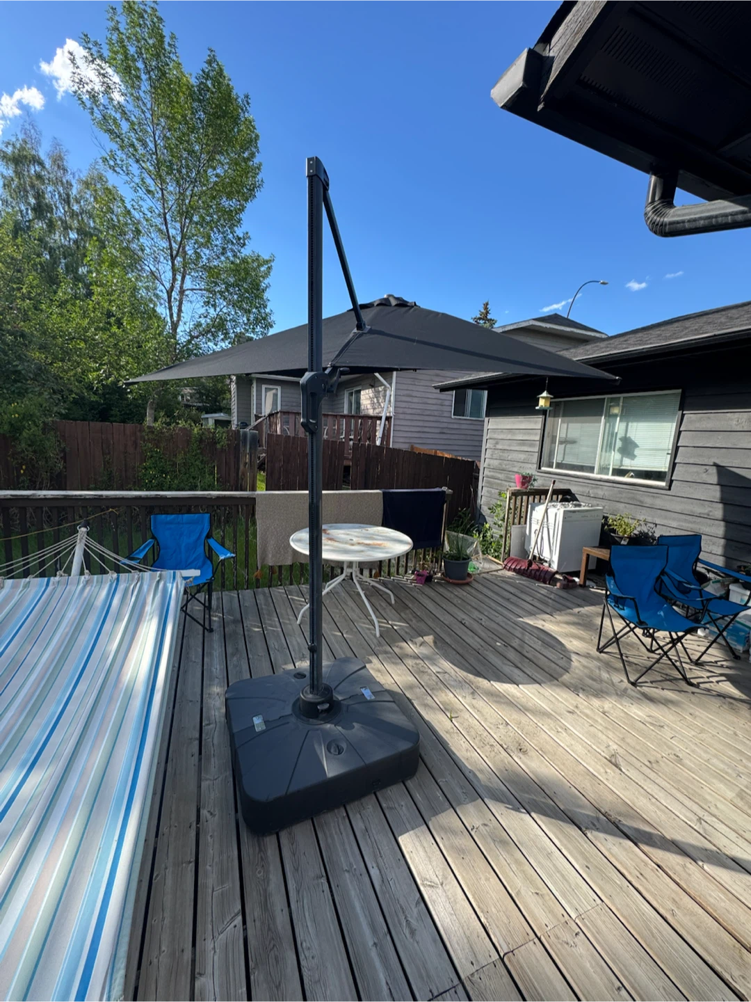 Black Cantilever Patio Umbrella with Base - photo 4