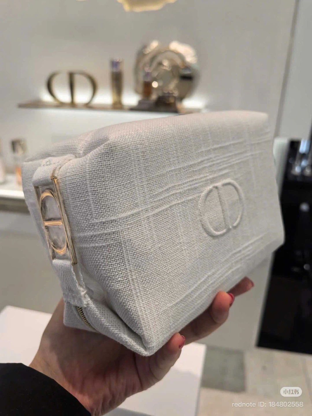 White Dior Cosmetic Bag