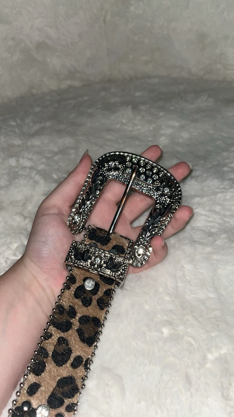 Leopard Print Embellished Belt with Rhinestones - photo 5
