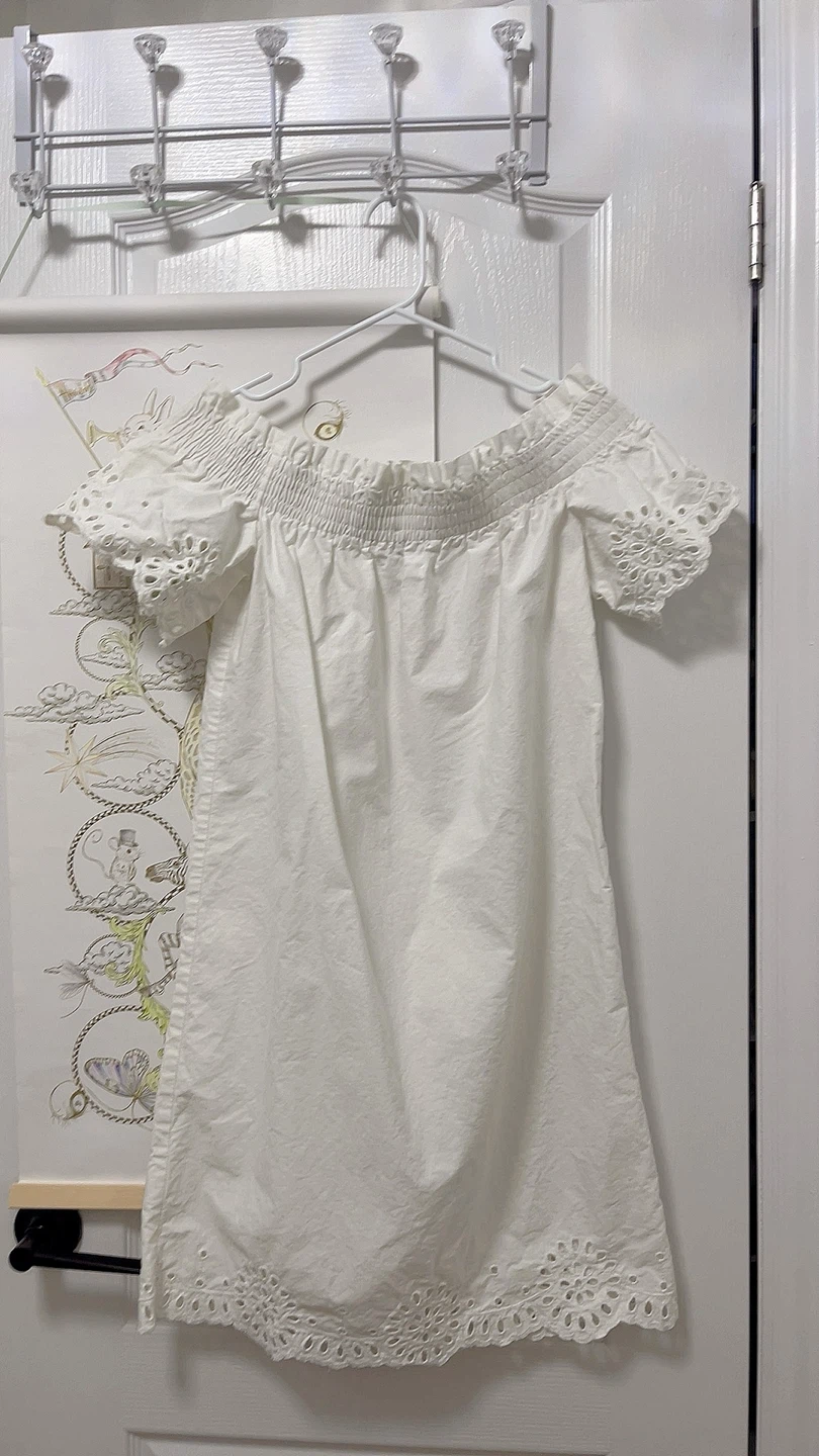 Warehouse White Off-the-Shoulder Broderie Dress