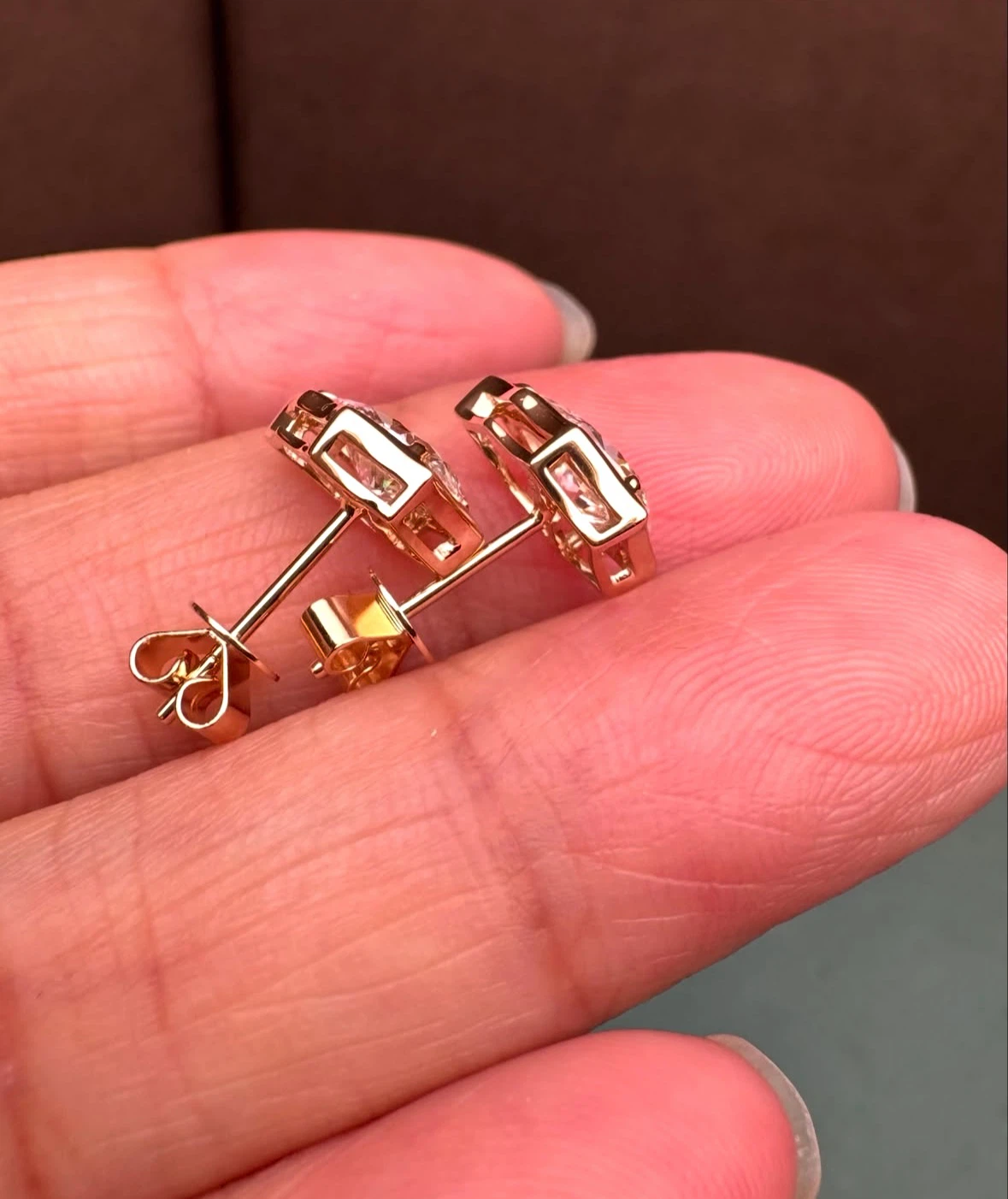 Pear Cut Diamond Stud Earrings in Gold - photo 2