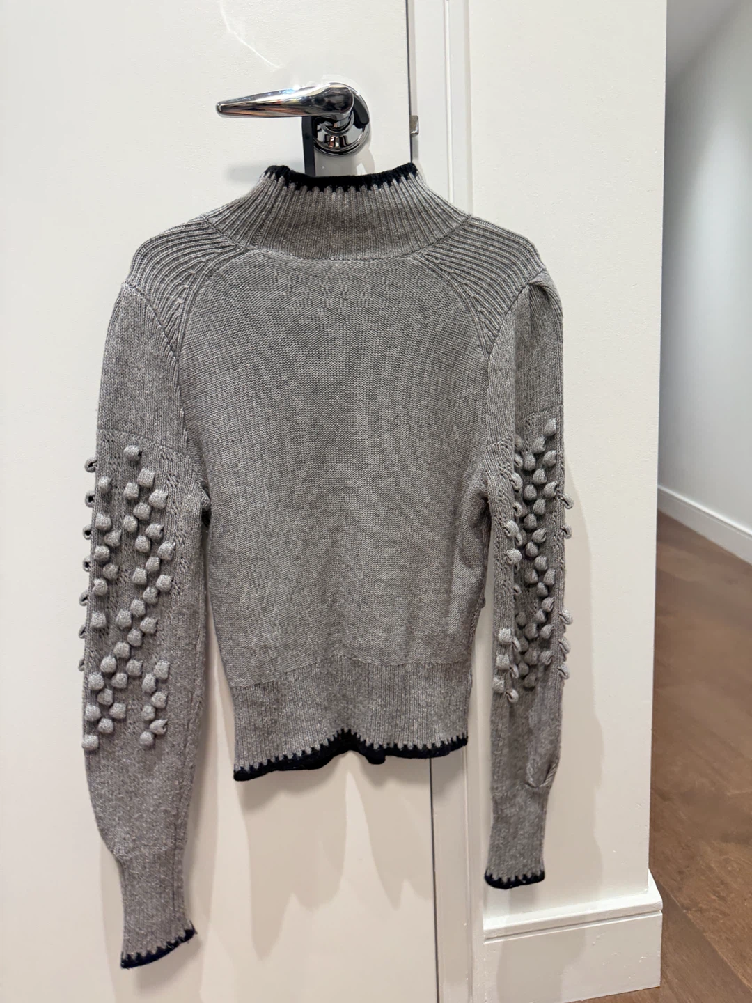 BCBGMAXAZRIA Grey Pom Pom Knit Sweater - photo 2