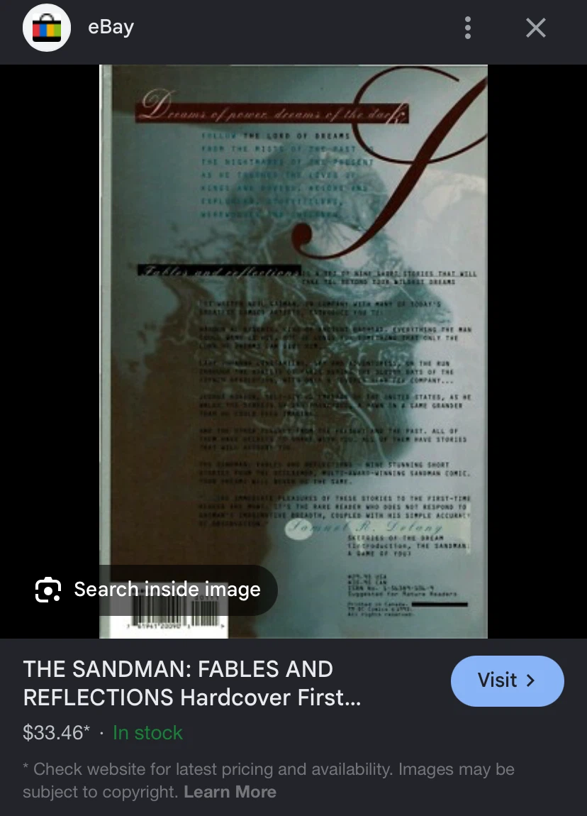 NEW Sealed “The Sandman” First Print “Fables and Reflections” - photo 5