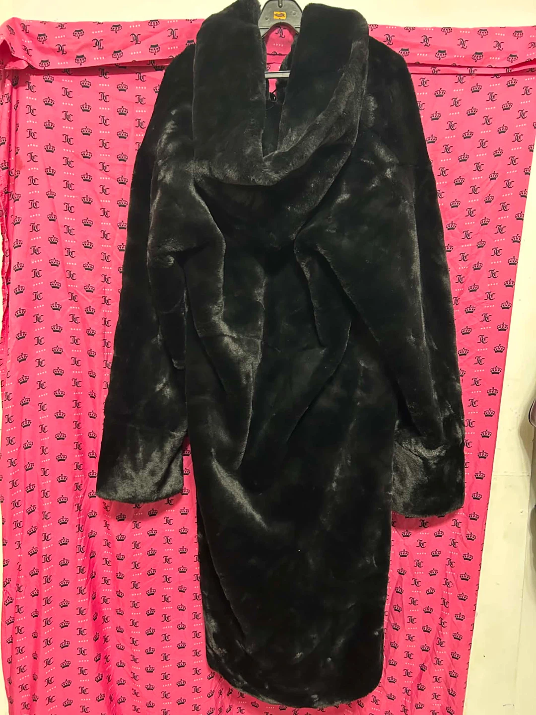 Black Faux Fur Full Length Coat - photo 2