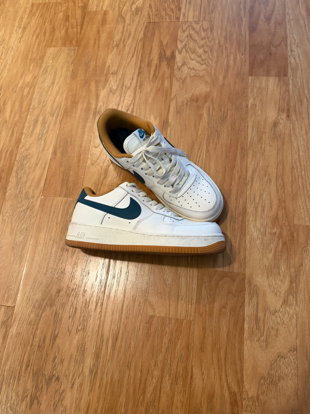 Nike Air Force 1 Low White Teal & Tan Sneakers