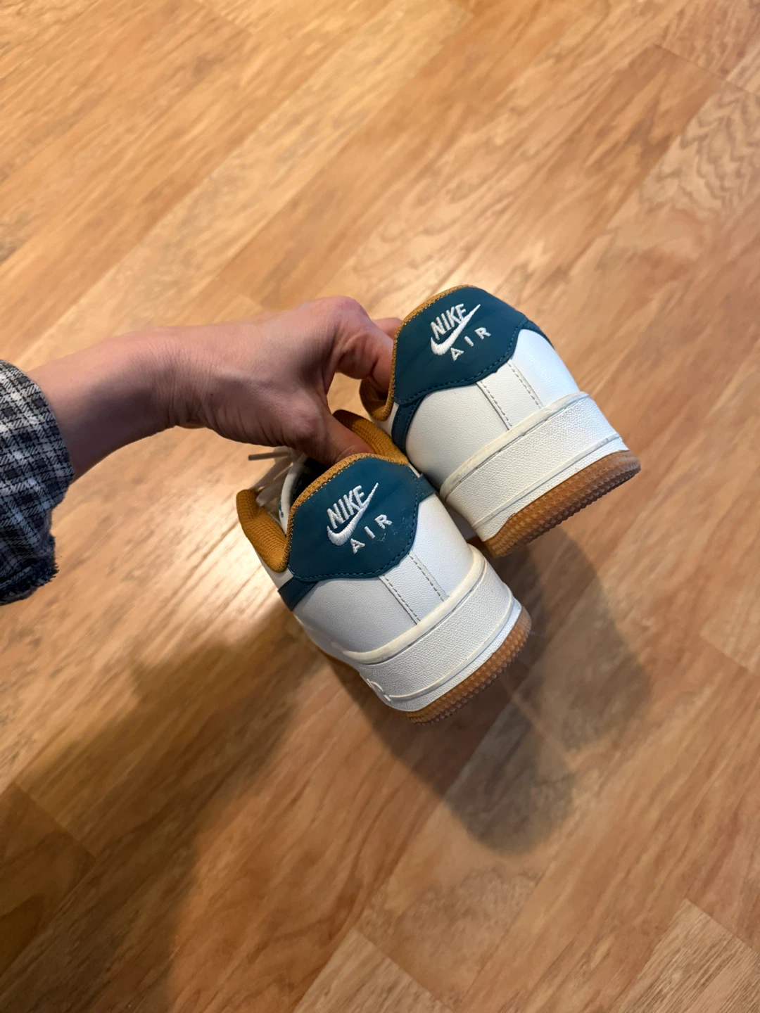 Nike Air Force 1 Low White Teal & Tan Sneakers - photo 2