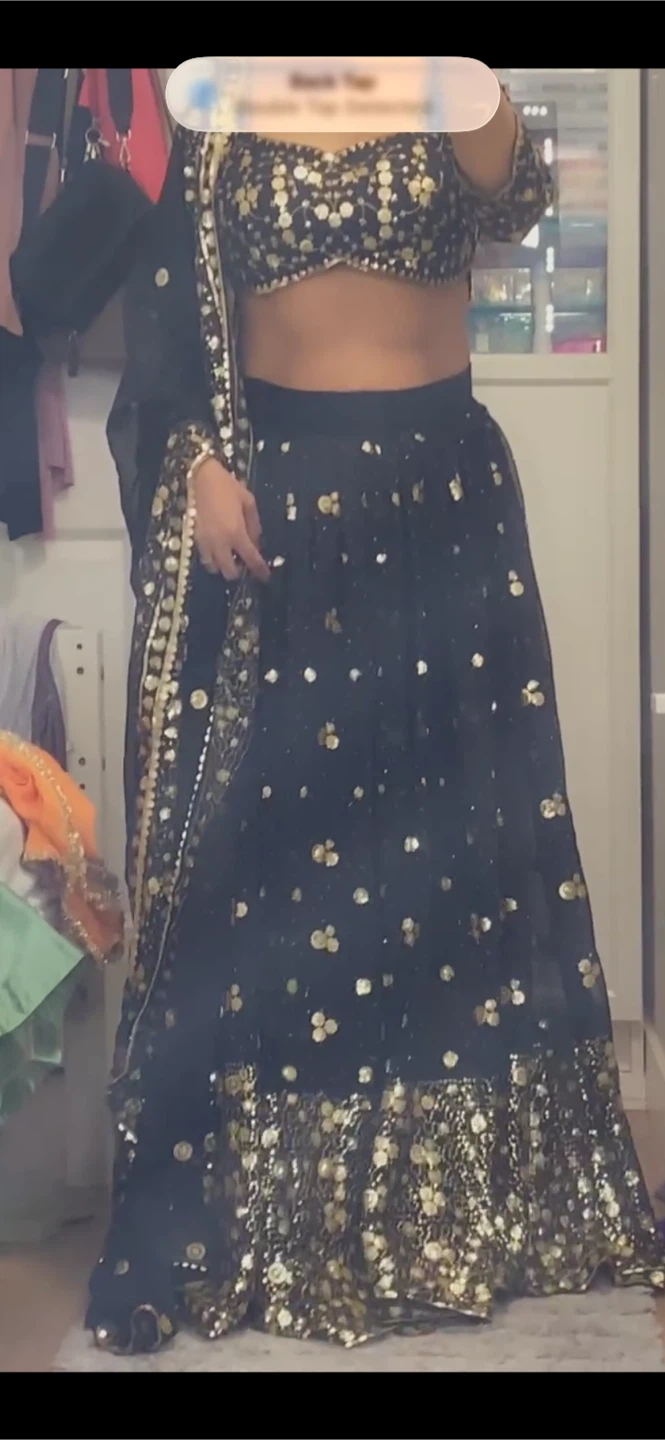 Black sequined lehenga choli with dupatta - photo 3
