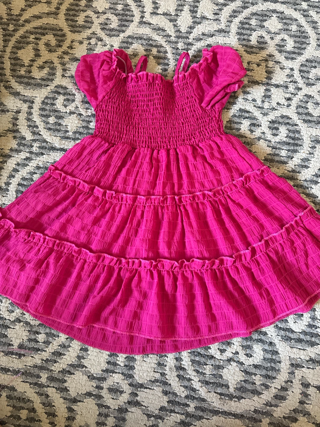 Kids Pink Smocked Tiered Dress 4 year old