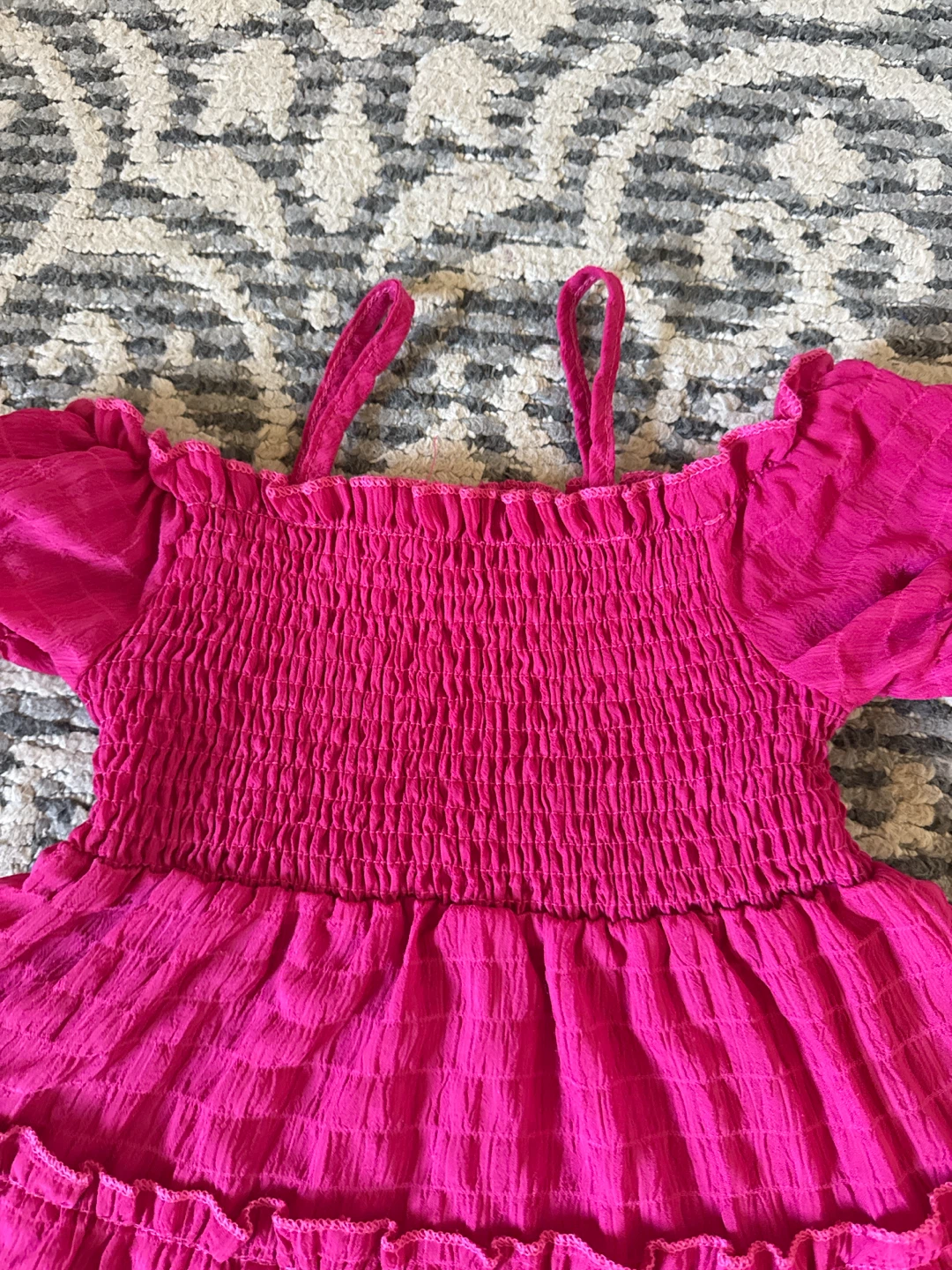 Kids Pink Smocked Tiered Dress 4 year old - photo 2