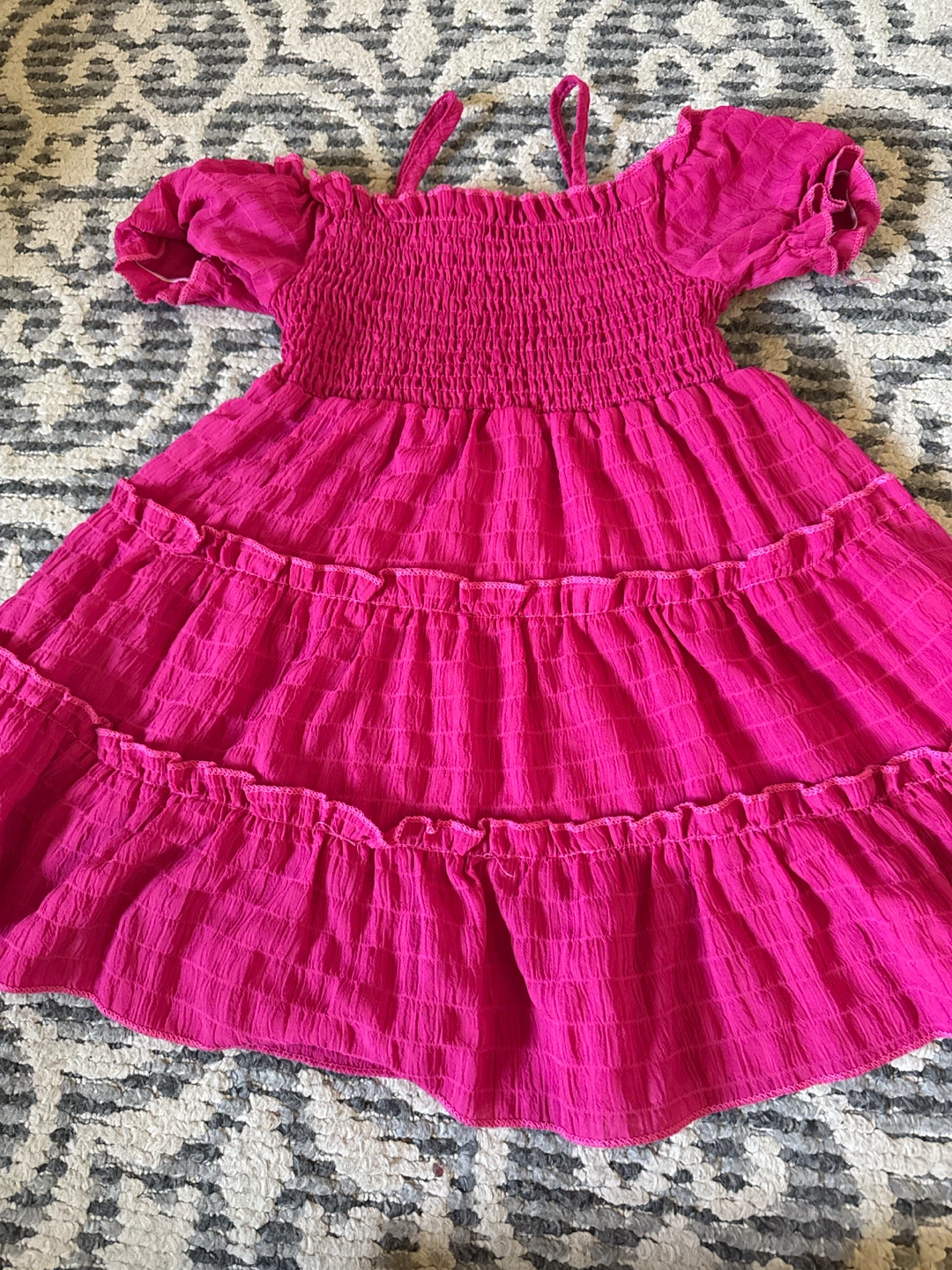 Kids Pink Smocked Tiered Dress 4 year old - photo 3