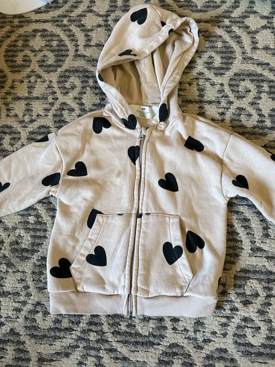 H&M Kids Hoodie - Light Pink with Black Hearts