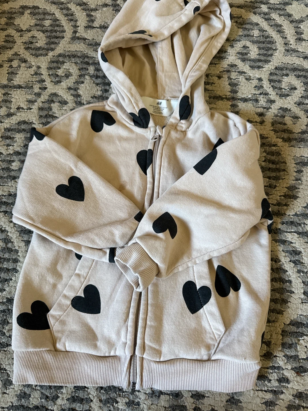 H&M Kids Hoodie - Light Pink with Black Hearts - photo 3