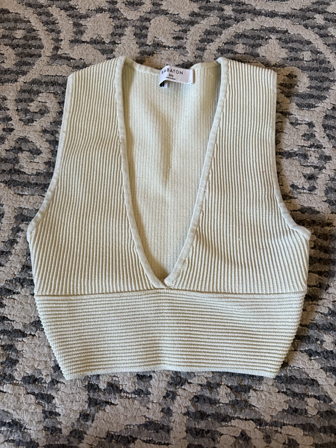 ARITZIA Babaton Ribbed Knit Vest - Light Yellow - XS