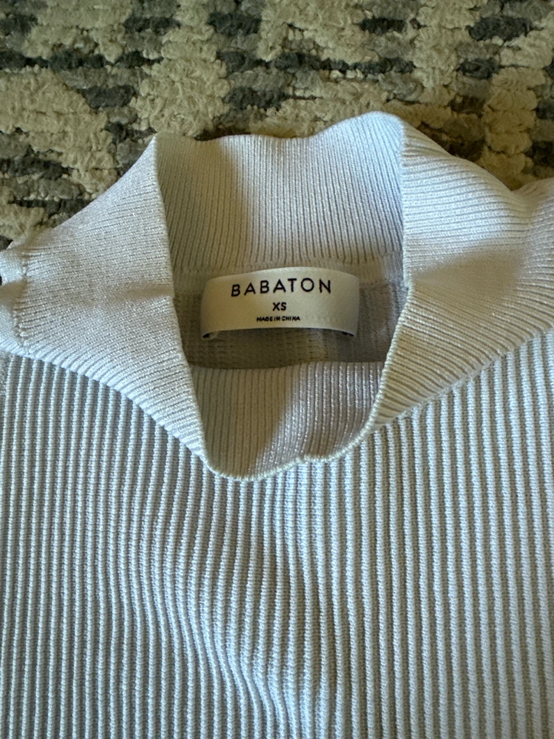 Babaton White Ribbed Mock Neck Tank Top XS - photo 2