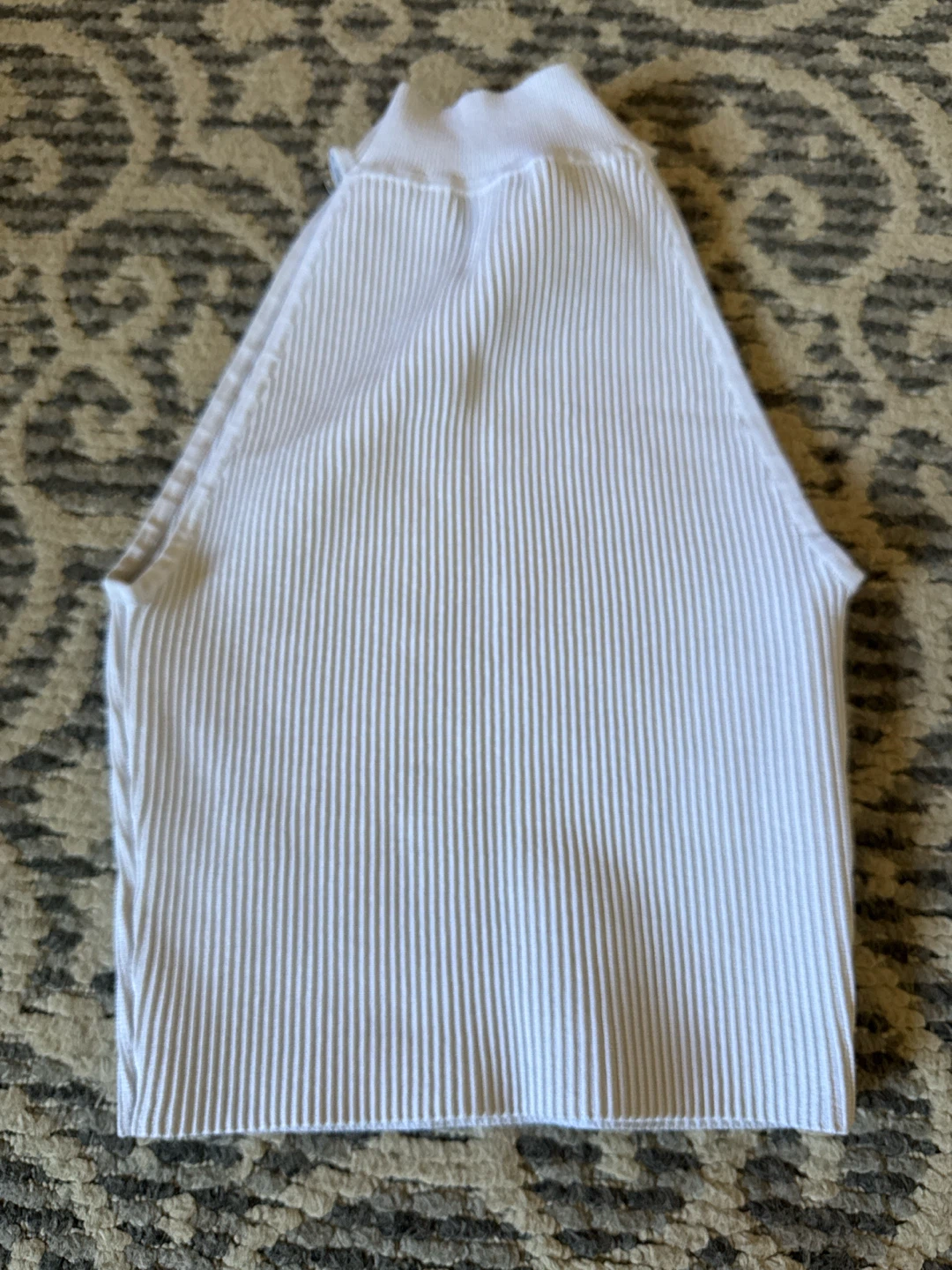 Babaton White Ribbed Mock Neck Tank Top XS - photo 3