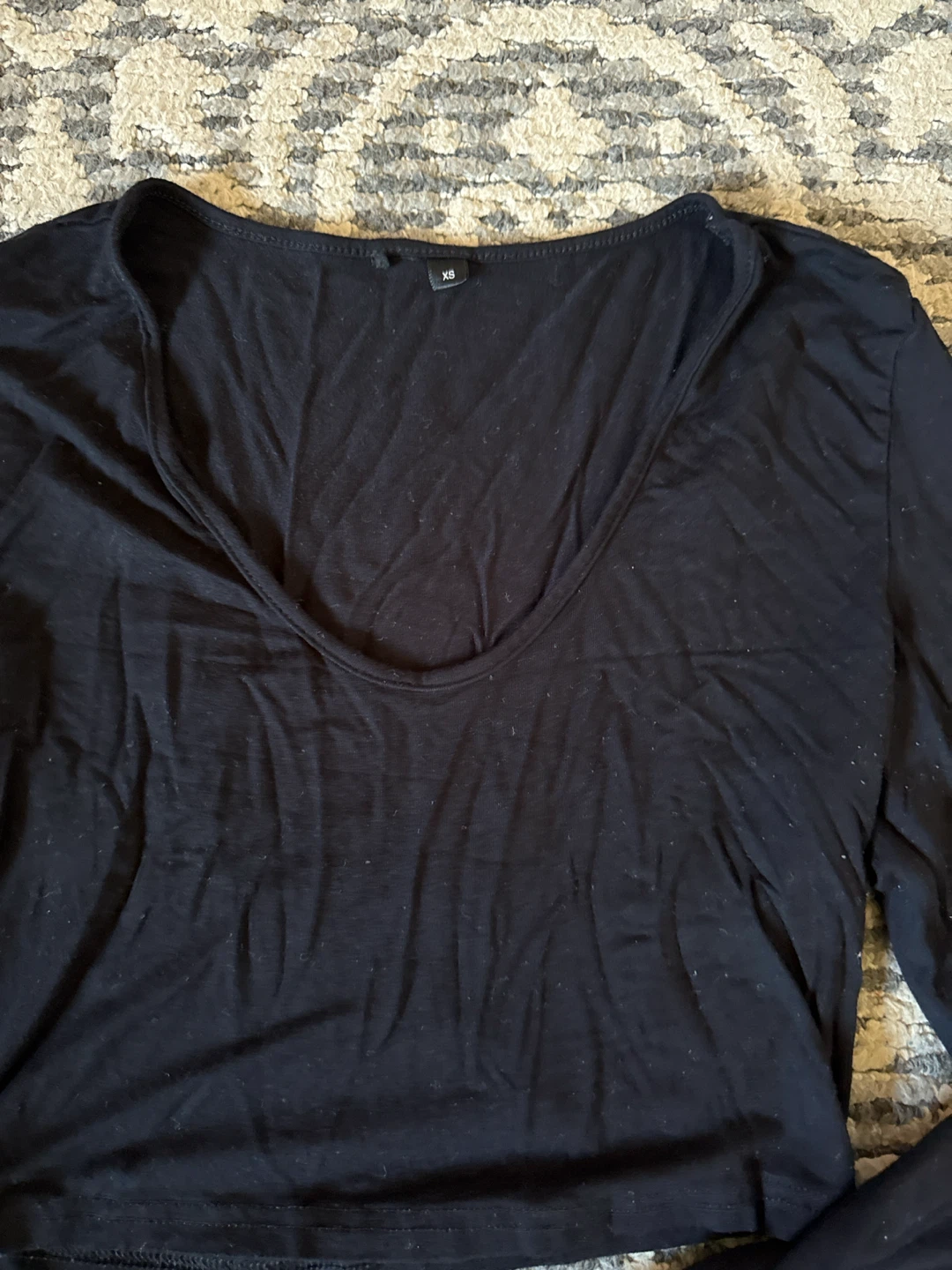 Black Long Sleeve Crop Top - photo 2