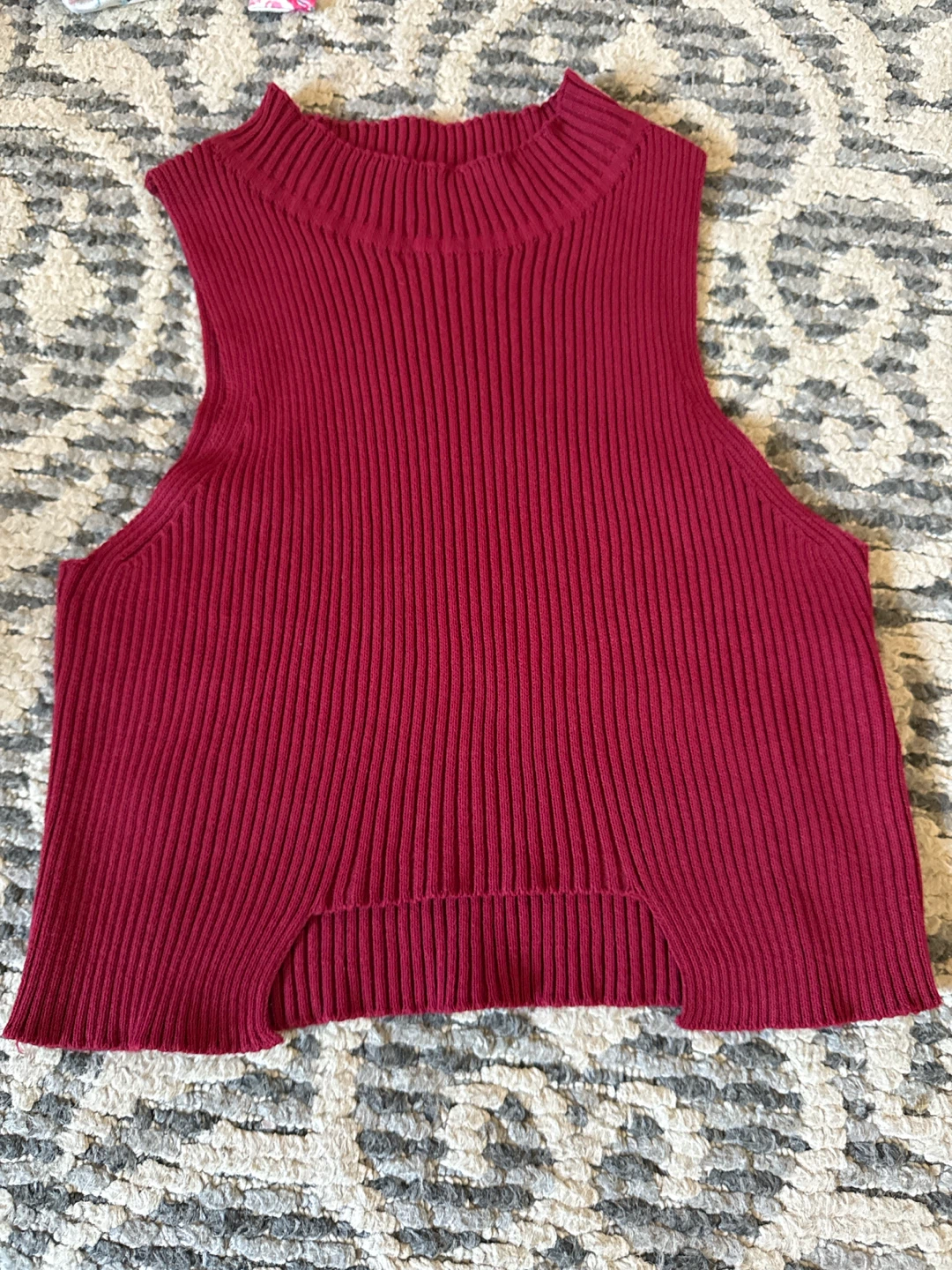 Ribbed Mock Neck Sleeveless Top
