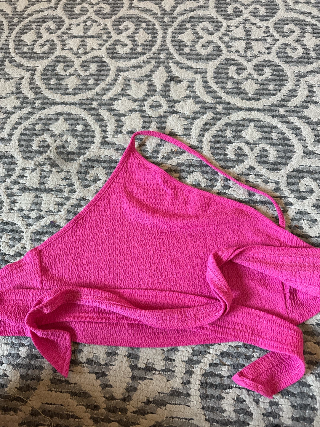 SHEIN Pink Textured Halter Crop Top
