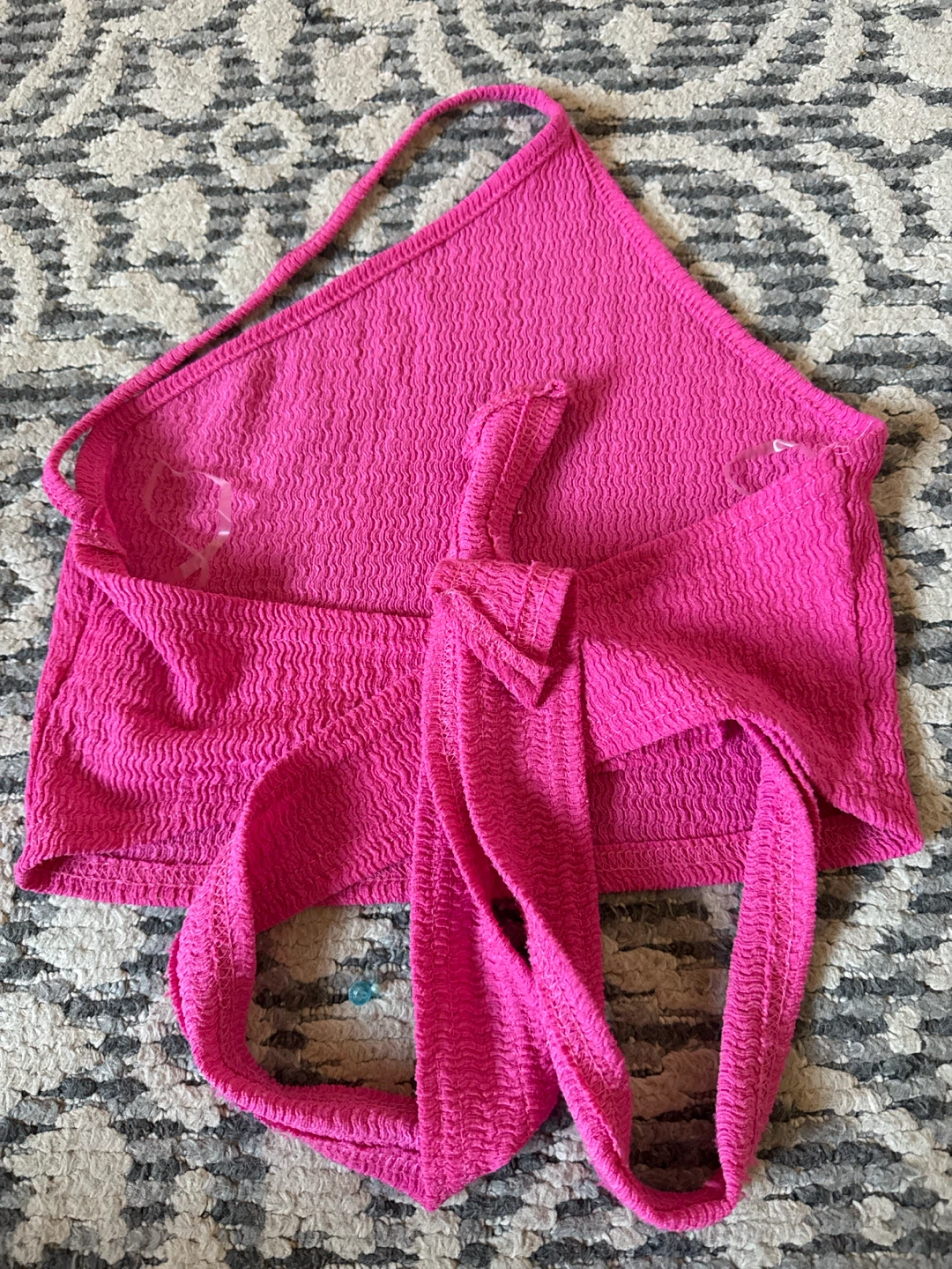SHEIN Pink Textured Halter Crop Top - photo 2