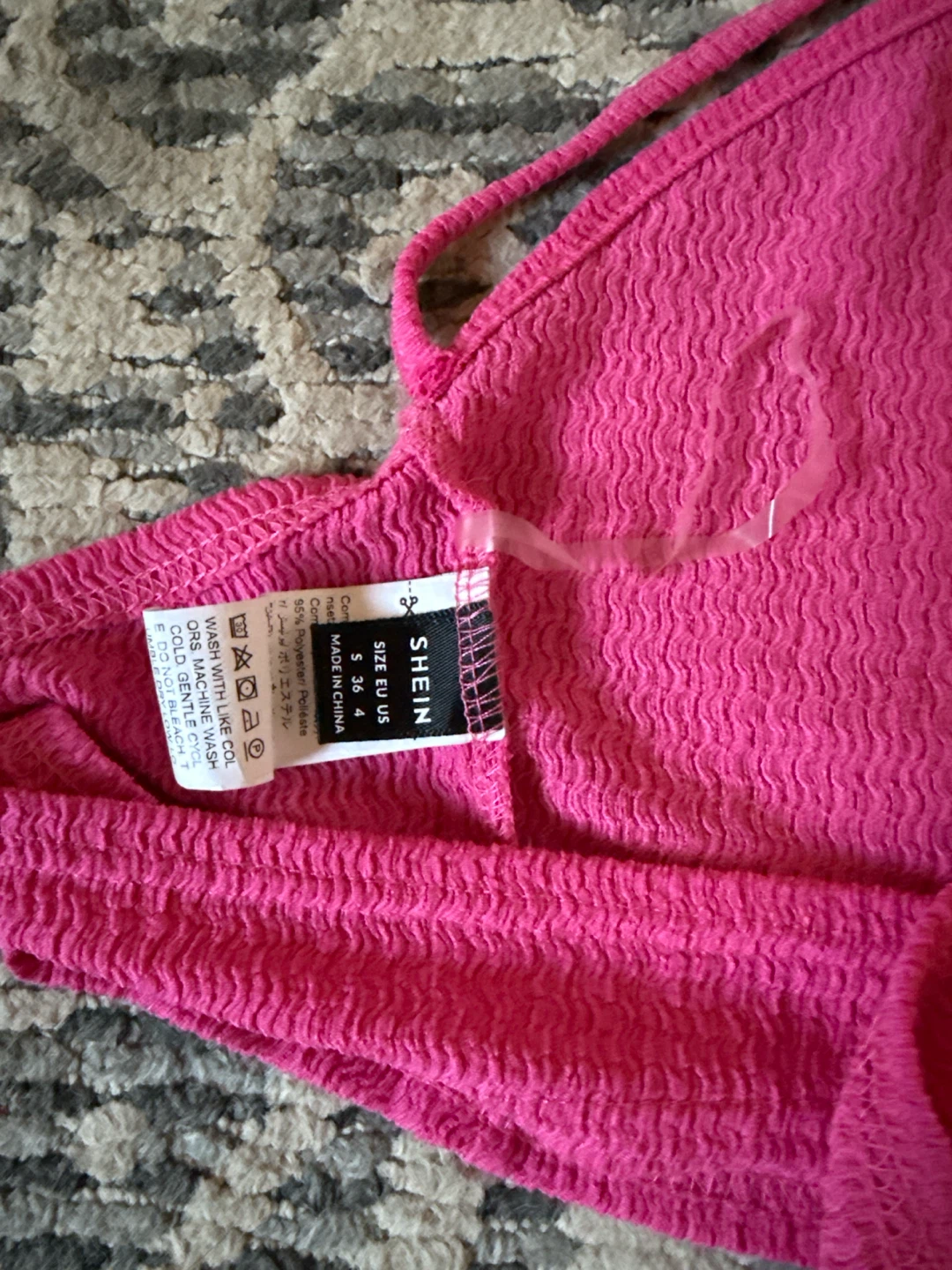 SHEIN Pink Textured Halter Crop Top - photo 3