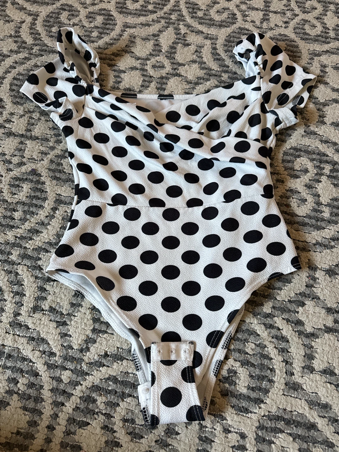 White and Black Polka Dot Bodysuit size small