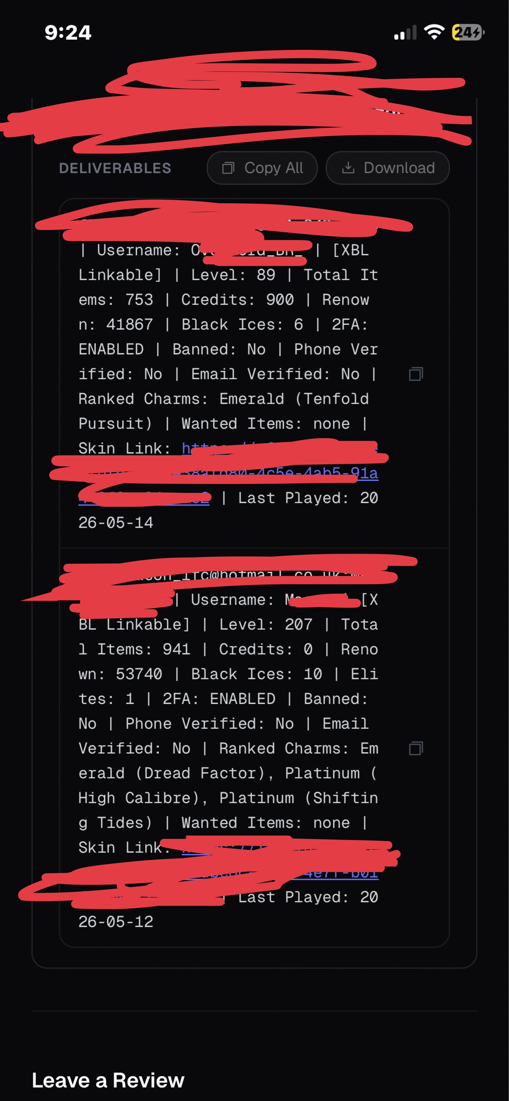 Tom Clancys rainbow six siege accounts