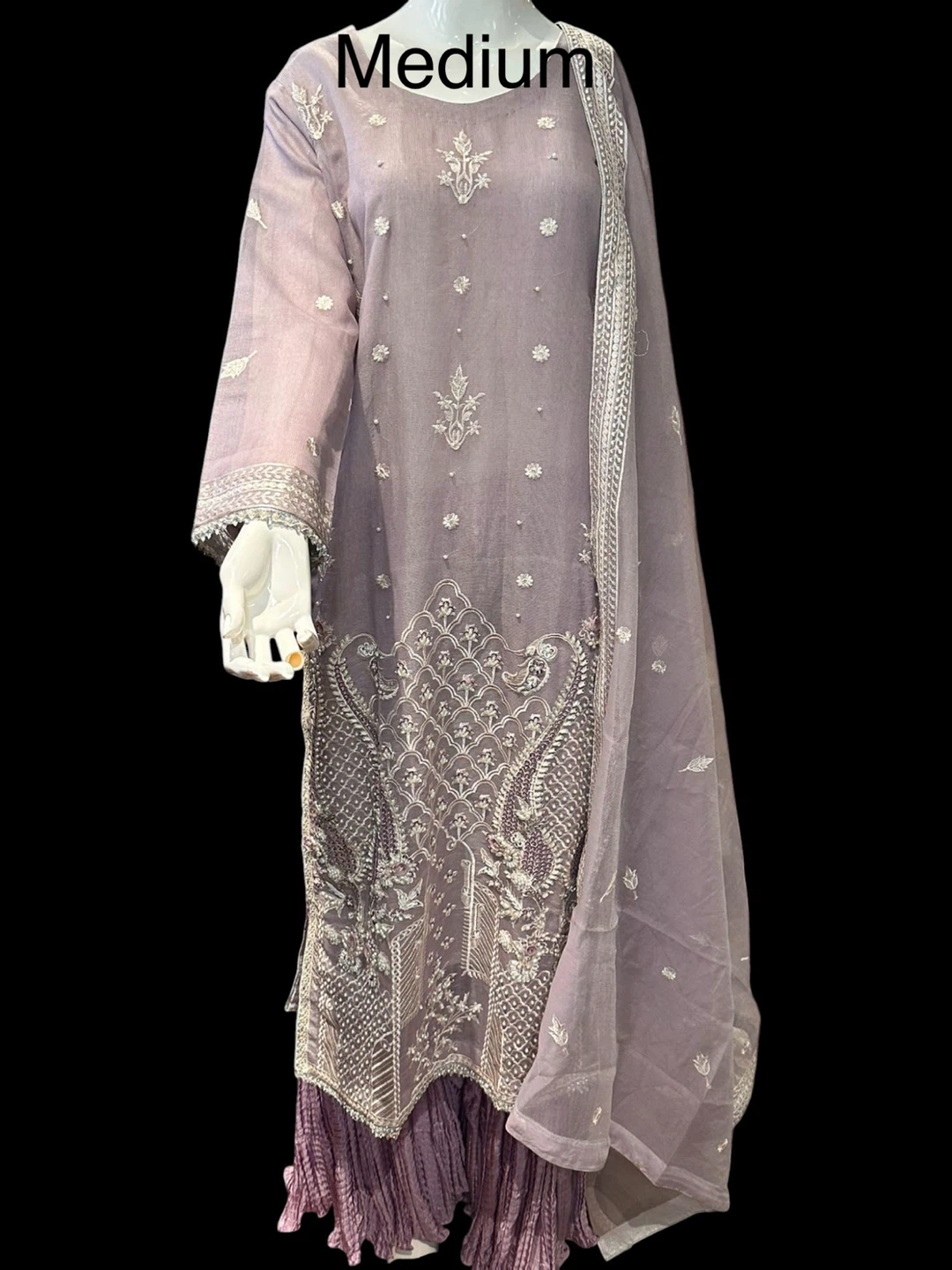 Teal & Lavender Embroidered Salwar Kameez Suits - Medium - photo 2