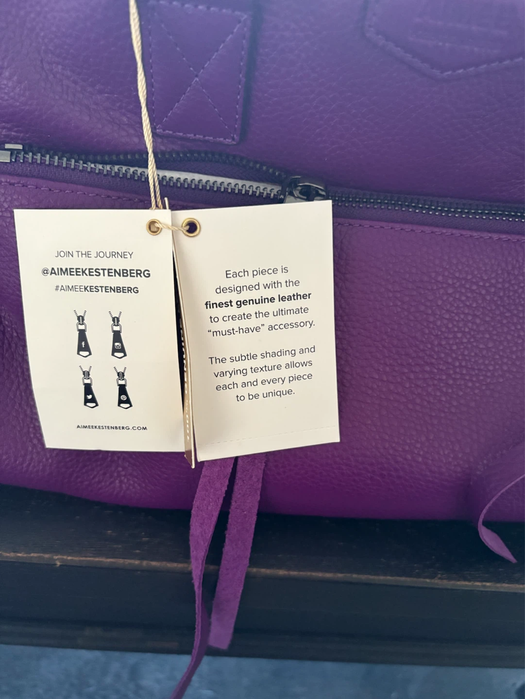 Aimee Kestenberg Purple Leather Satchel Handbag - photo 4