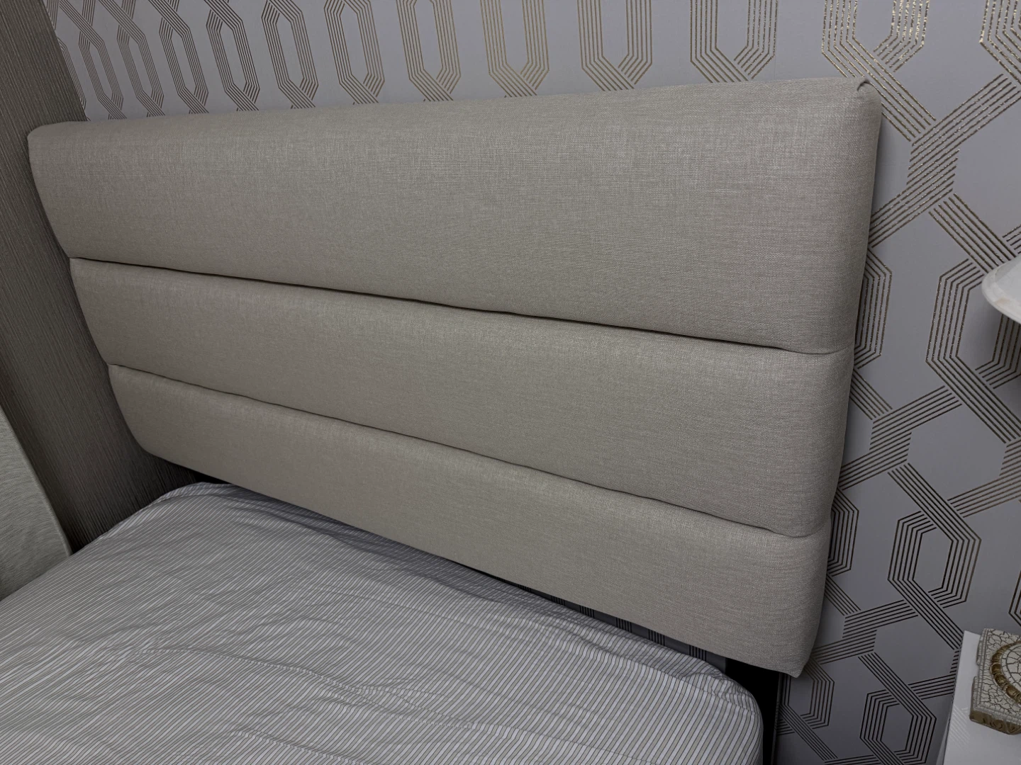 Cream Upholstered Headboard 53” W x 54” H - photo 2