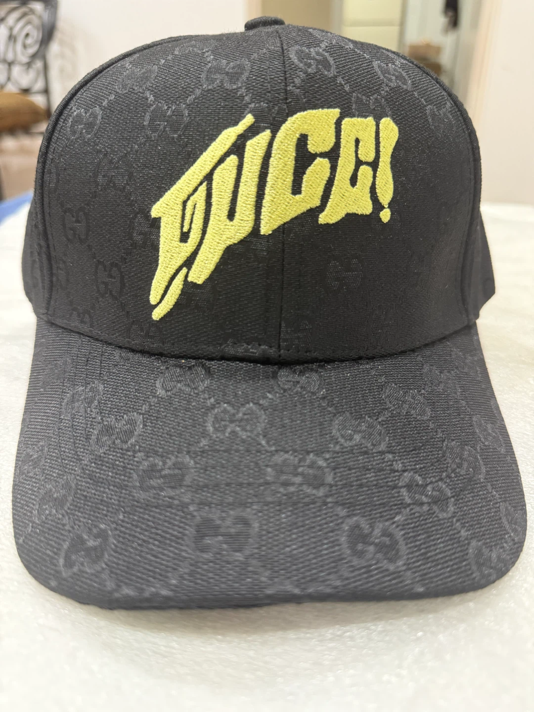 GUCCI Black GG Monogram Baseball Cap