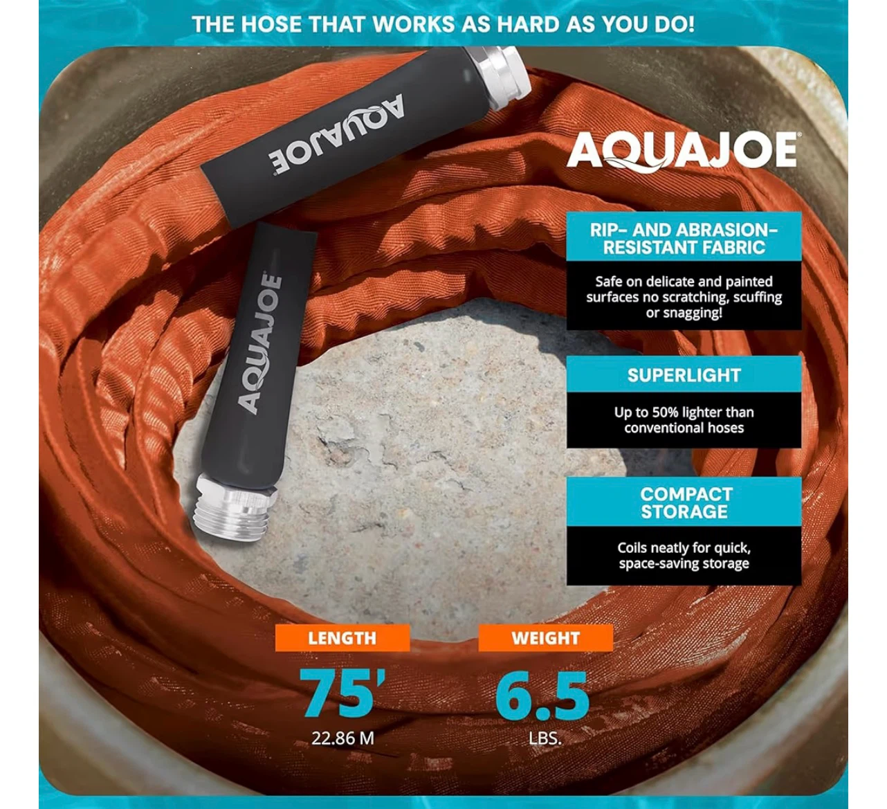 Aqua Joe FiberJacket Contractor-Grade Garden Hose 75' - photo 3