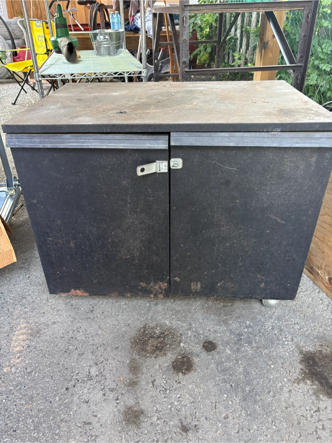 Black Metal Storage Cabinet with Wheels