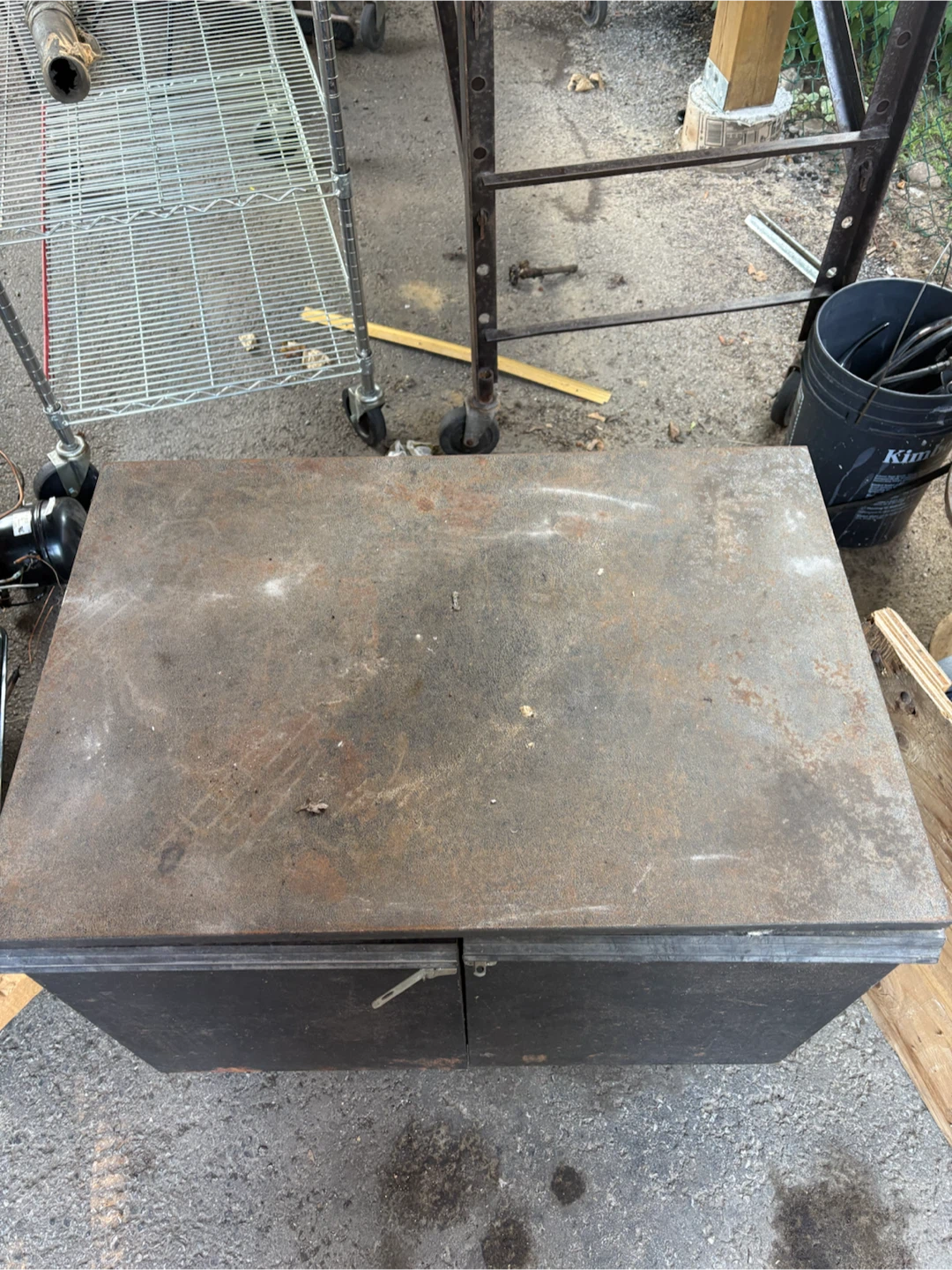 Black Metal Storage Cabinet with Wheels - photo 2