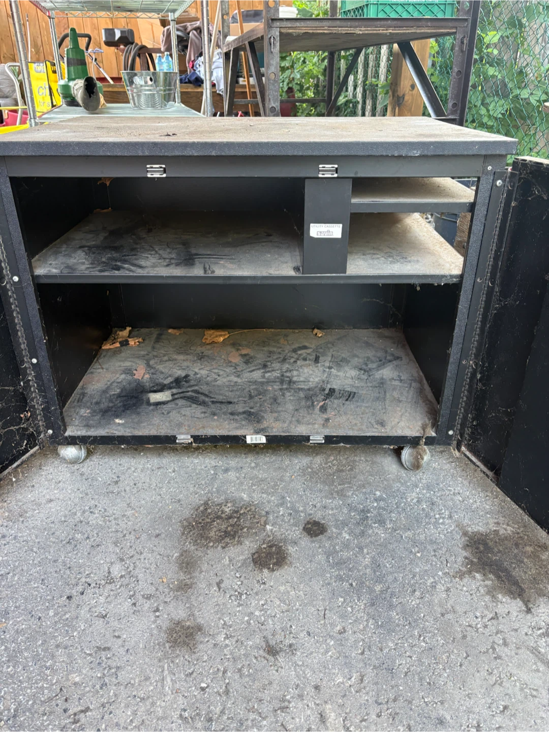 Black Metal Storage Cabinet with Wheels - photo 3