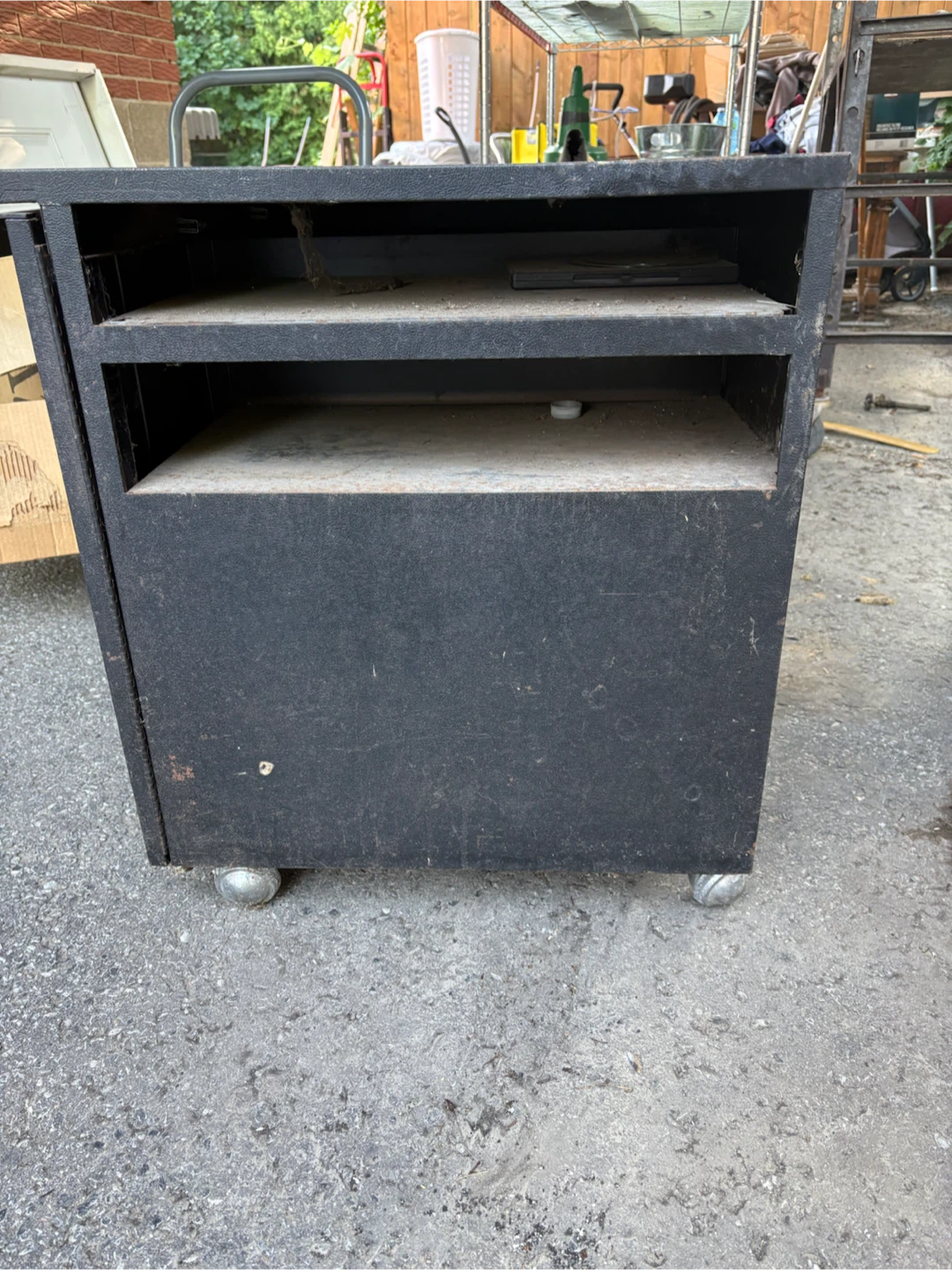 Black Metal Storage Cabinet with Wheels - photo 4