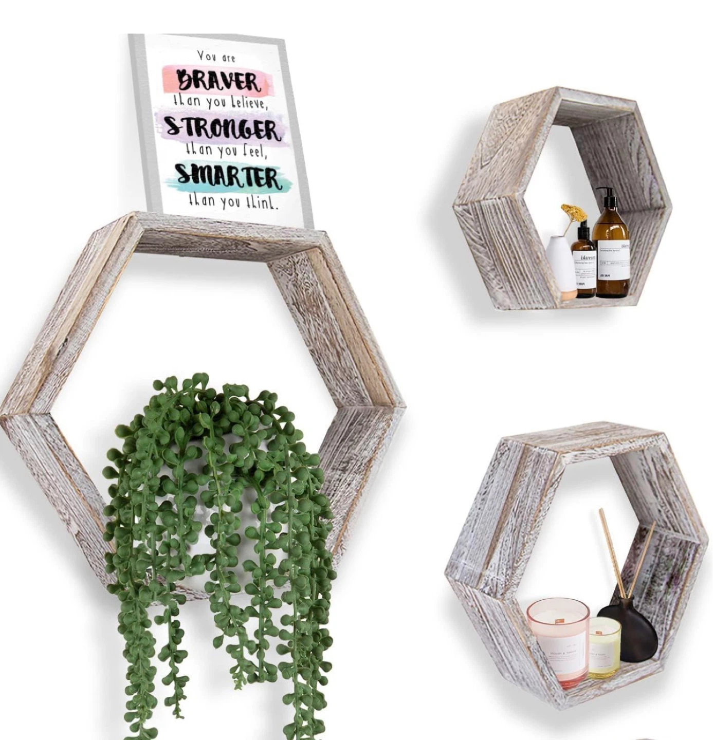 Comfify Rustic Wall Mounted Floating Shelves – Set of 3