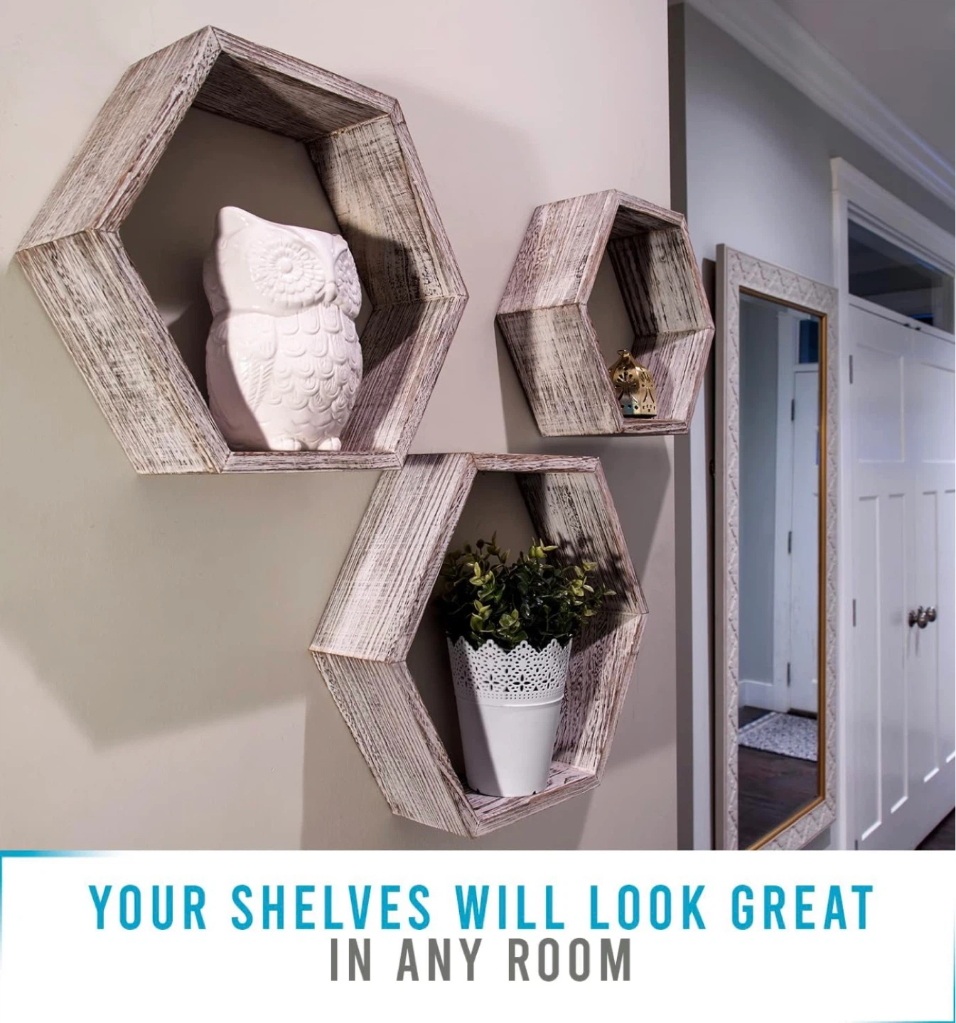 Comfify Rustic Wall Mounted Floating Shelves – Set of 3 - photo 2