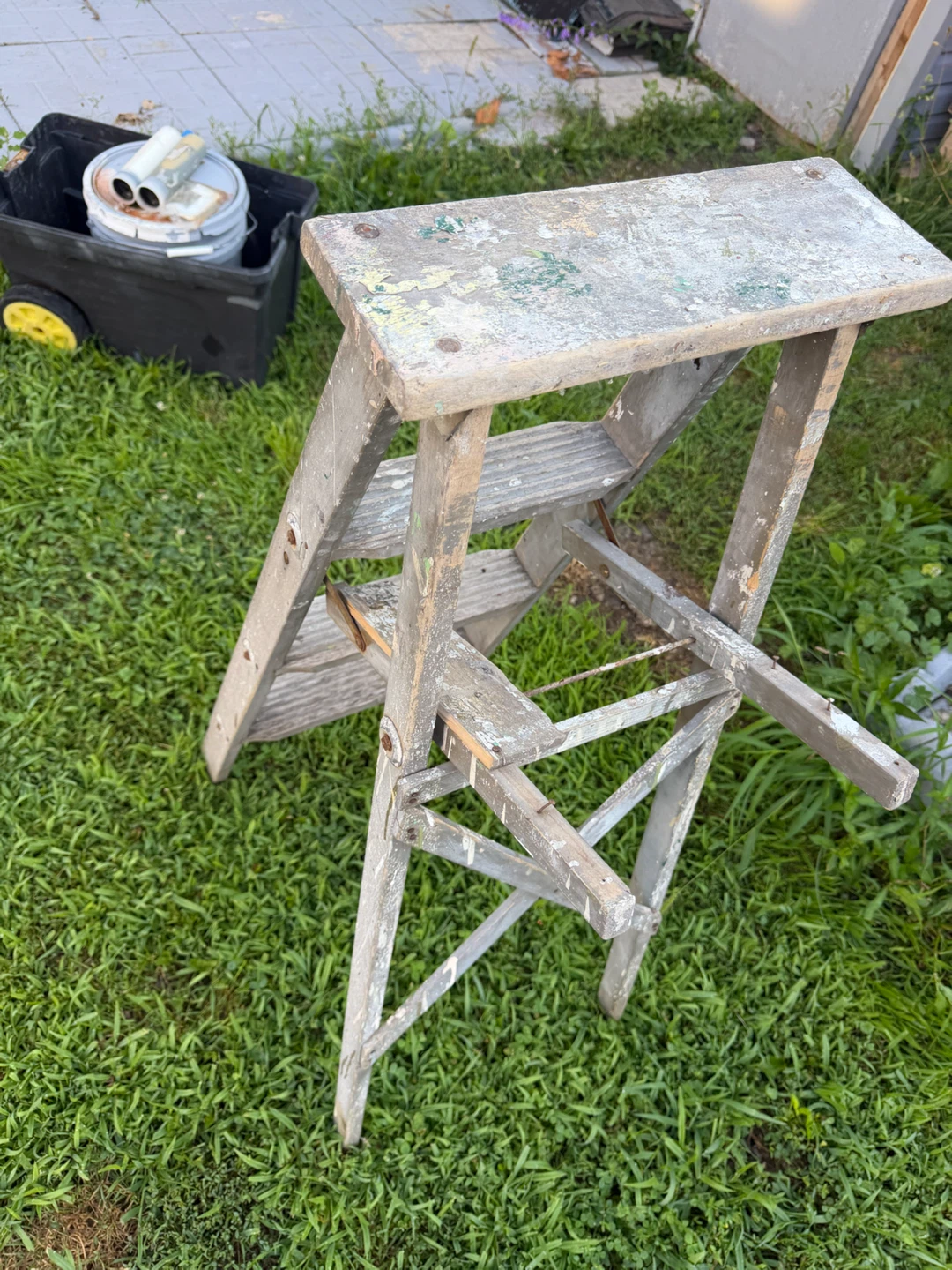 Vintage Wooden Step Stool Ladder-4 ft - photo 3