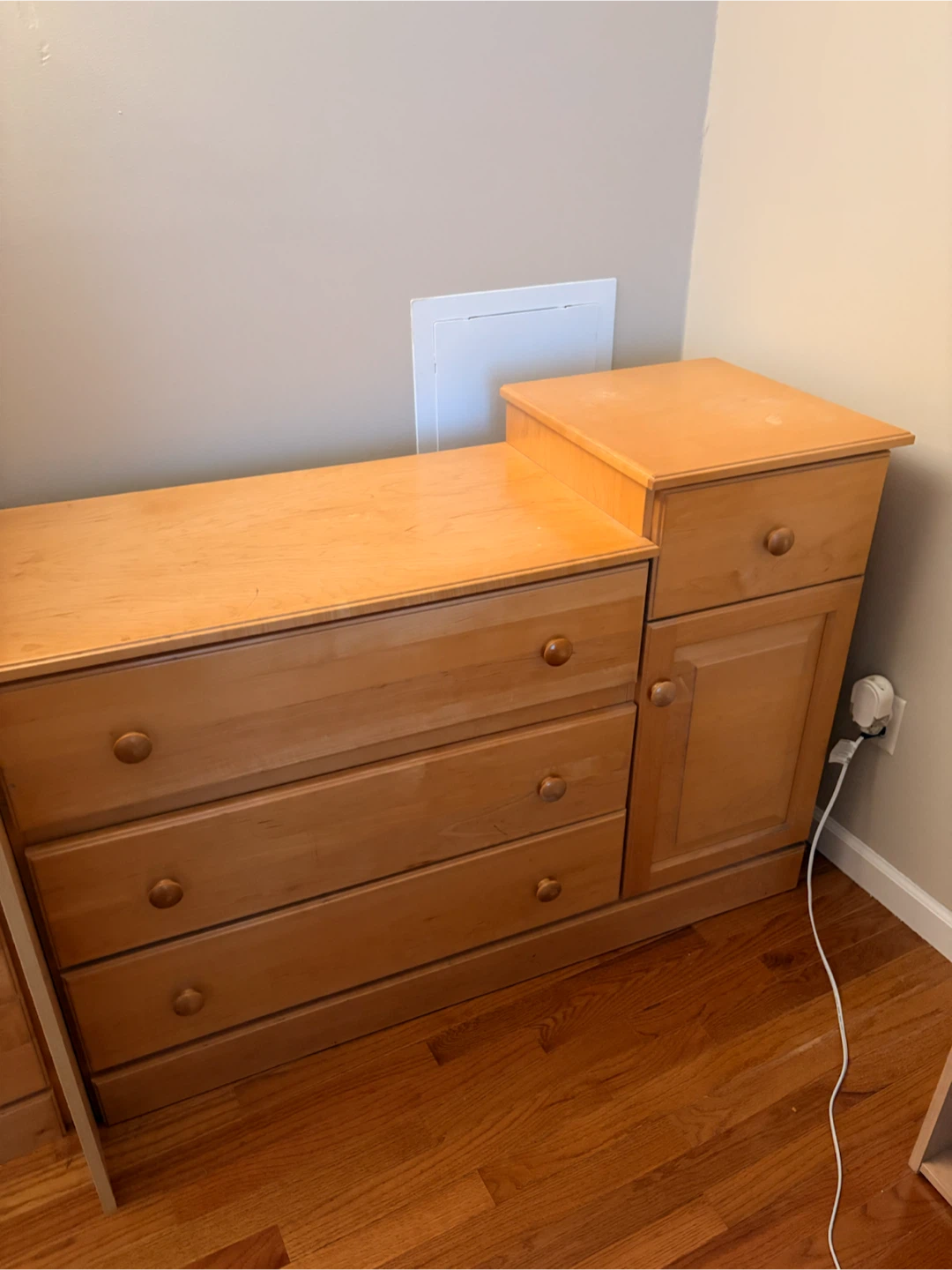 Changing Table-Wooden Dresser with Drawers and Cabinet
