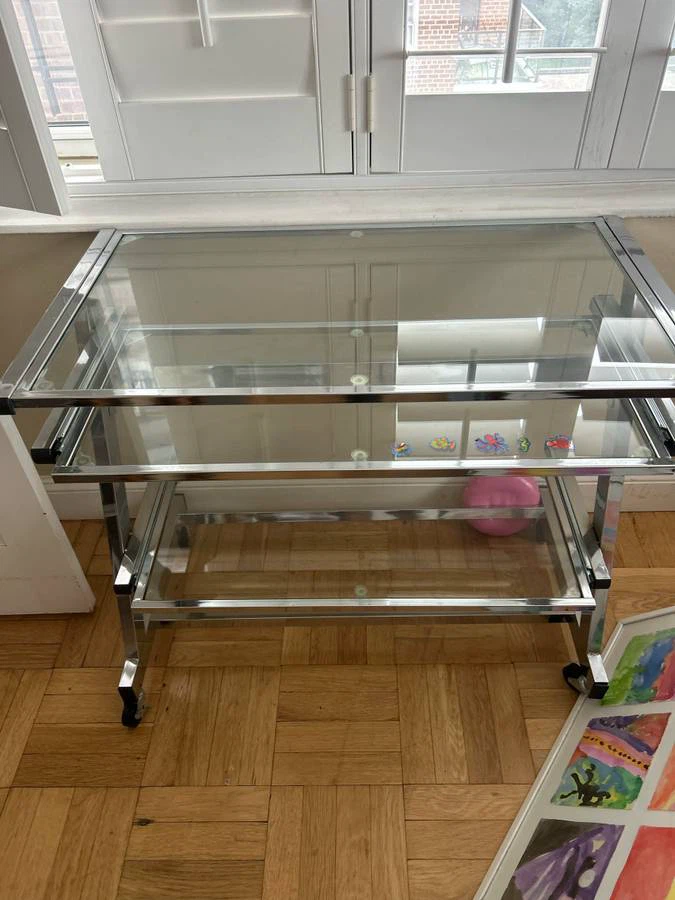 Chrome and Glass Bar Cart / Serving Trolley
