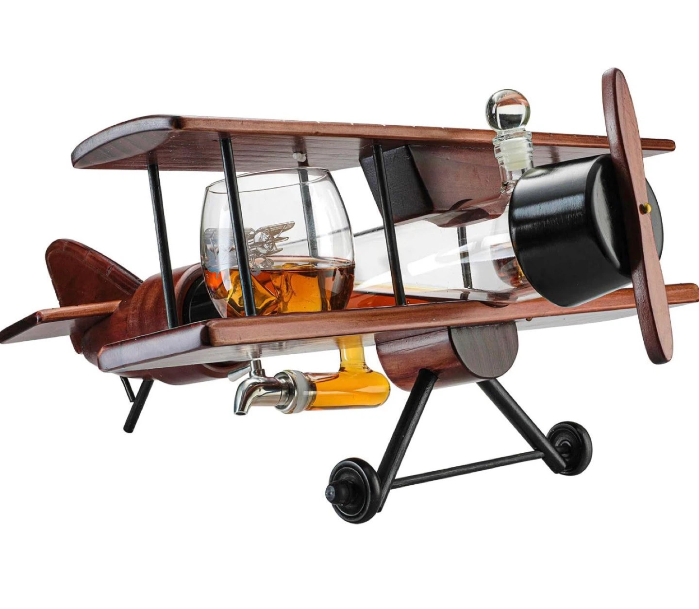 The Wine Savant Whiskey & Wine Decanter Airplane Set BNIB - photo 2