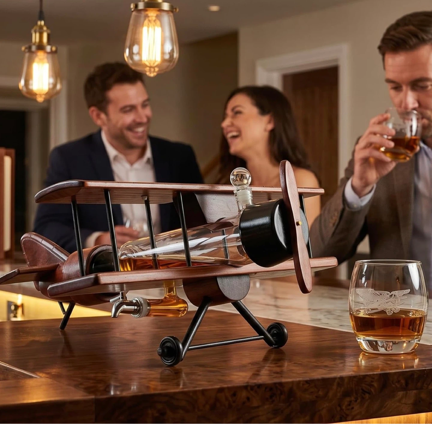 The Wine Savant Whiskey & Wine Decanter Airplane Set BNIB