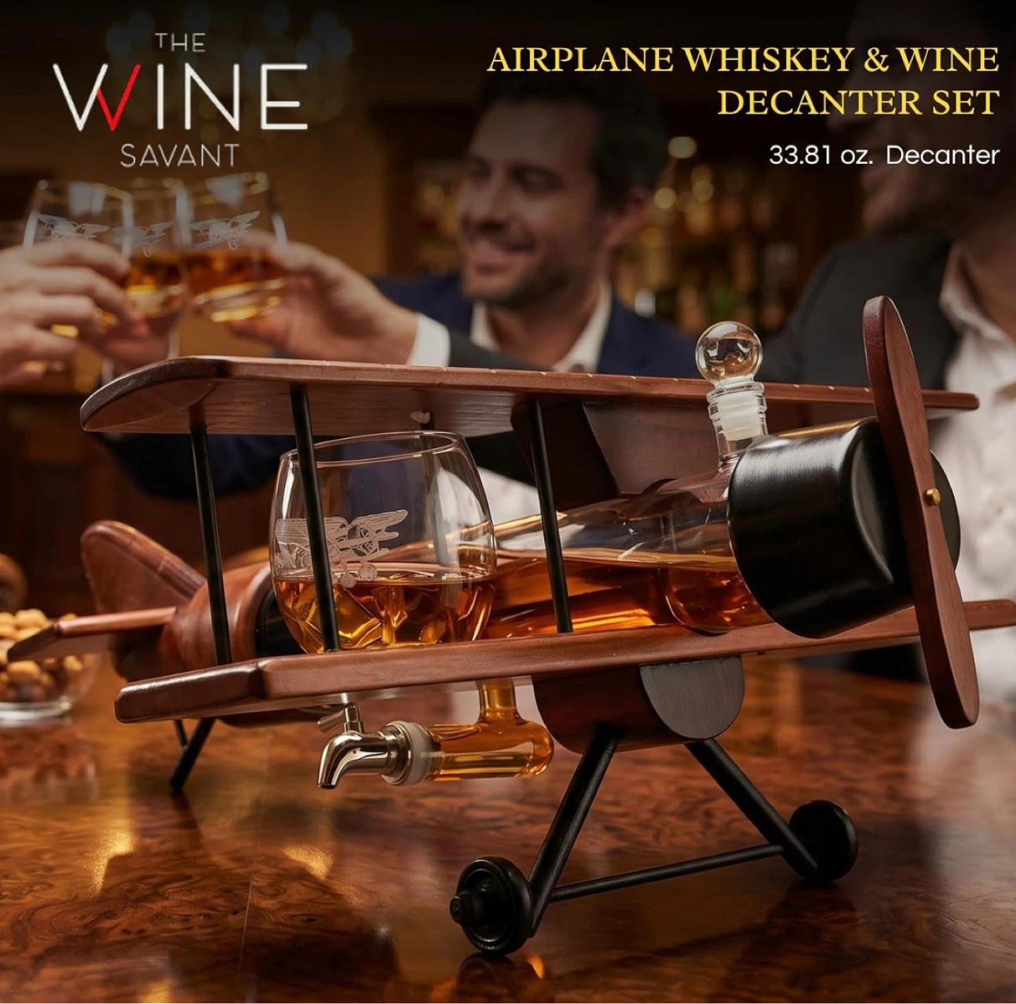 The Wine Savant Whiskey & Wine Decanter Airplane Set BNIB - photo 3